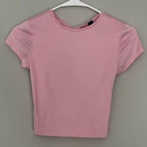 Windsor pink cropped top with a stretchy fit and open back design